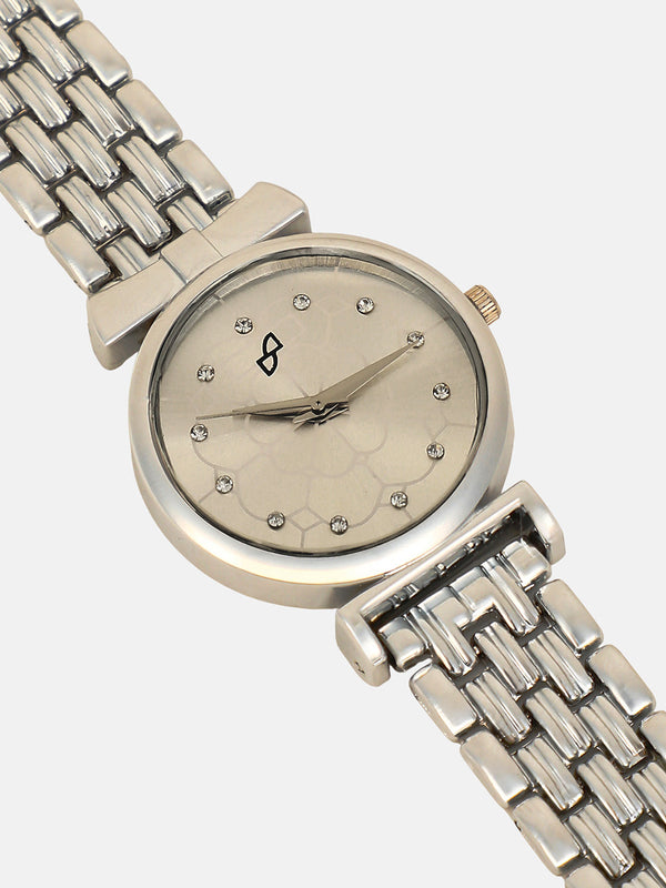 The Daily H-Link Round Watch - Metallic Silver