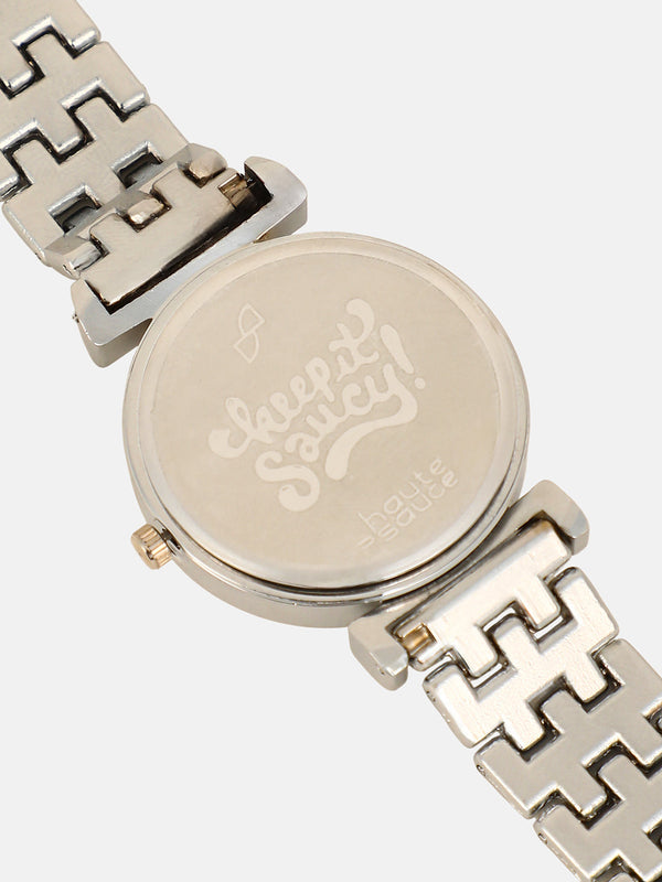 The Daily H-Link Round Watch - Metallic Silver