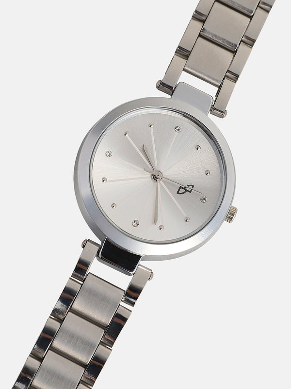 The Jour Round Watch - Metallic Silver