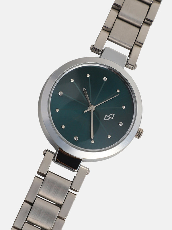 The Jour Round Watch - Emerald Green