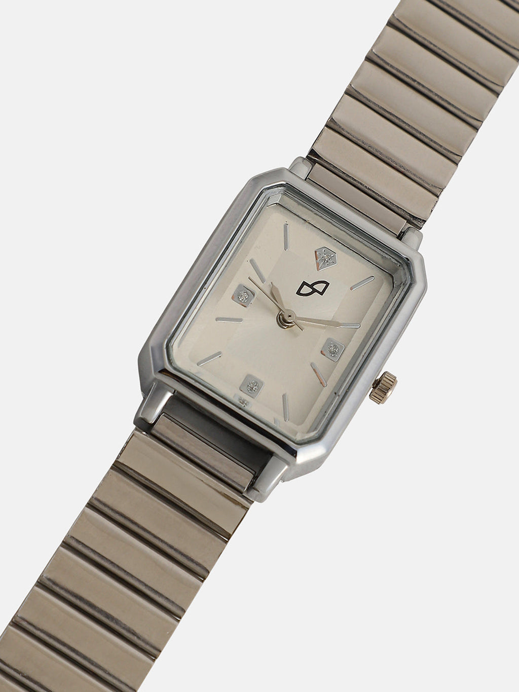 The Downtown Chain Rectangle Watch - Metallic Silver