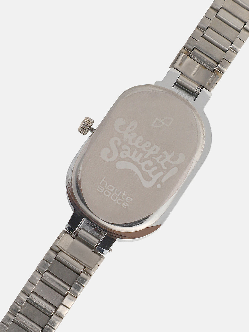 The Downtown Chain Rectangle Watch - Metallic Silver