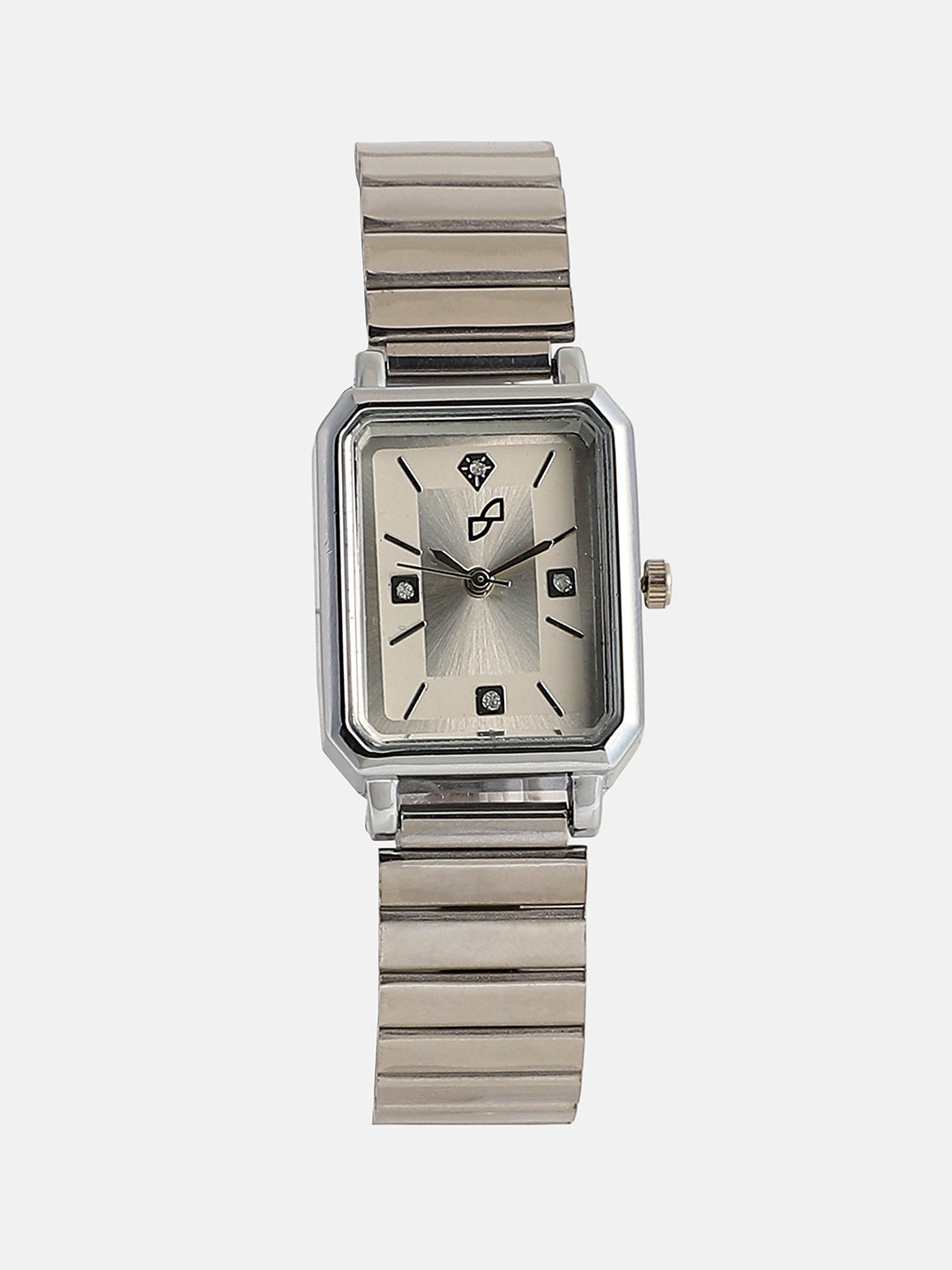 The Downtown Chain Rectangle Watch - Metallic Silver