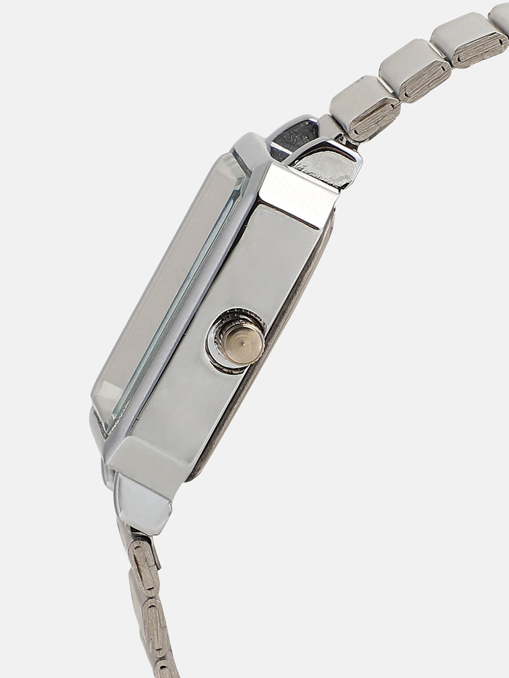 The Downtown Chain Rectangle Watch - Metallic Silver