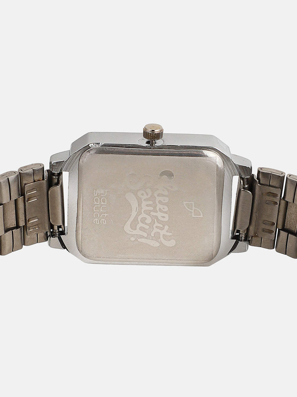 The Downtown Chain Rectangle Watch - Metallic Silver