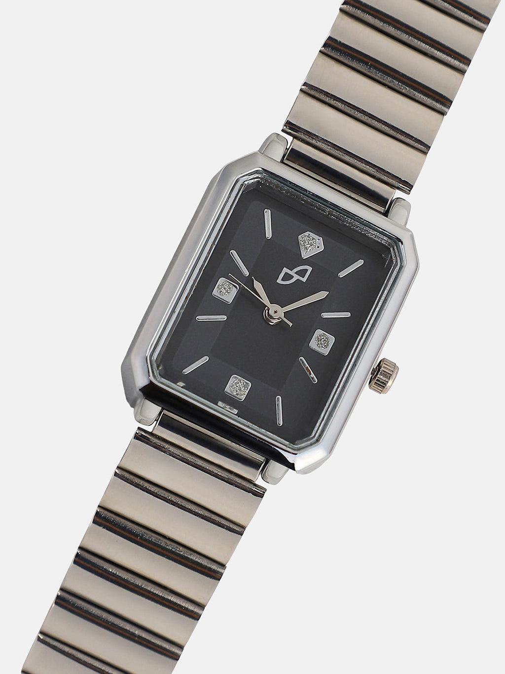 The Downtown Chain Rectangle Watch - Onyx Black