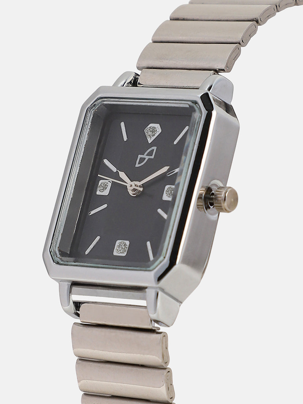 The Downtown Chain Rectangle Watch - Onyx Black