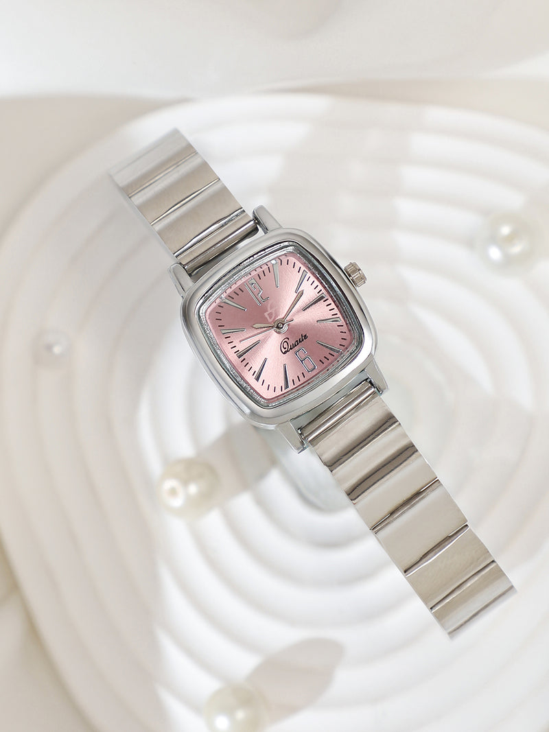 The Rosé Square Watch - Crystal Silver