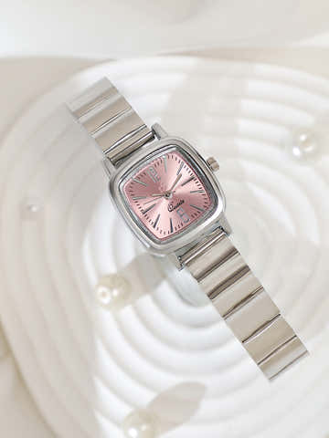 The Rosé Square Watch - Crystal Silver