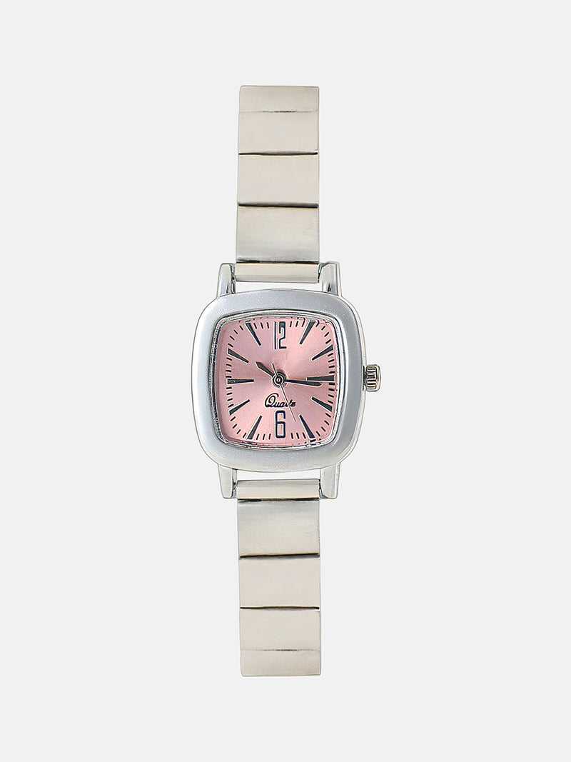 The Rosé Square Watch - Crystal Silver