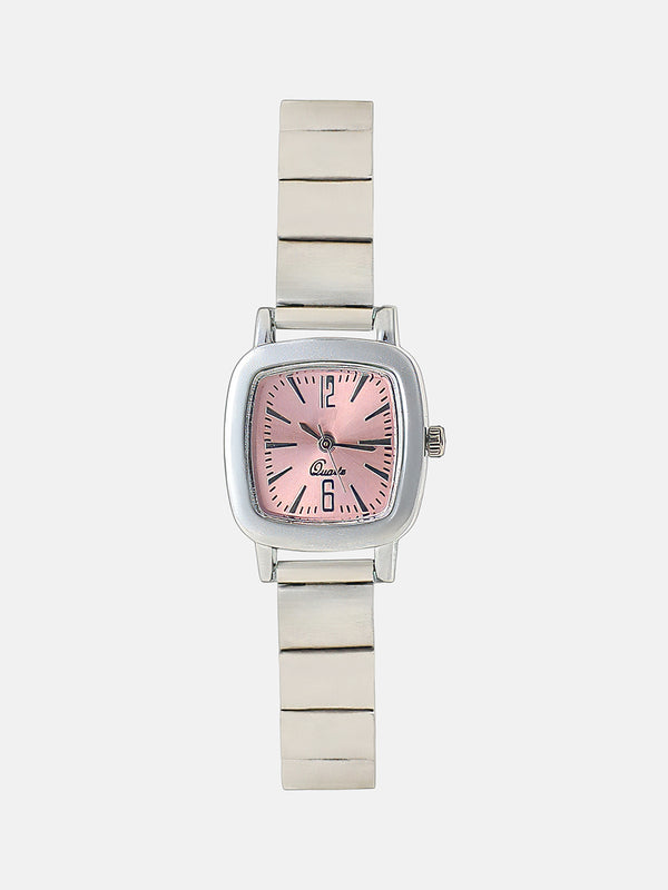 The Rosé Square Watch - Crystal Silver