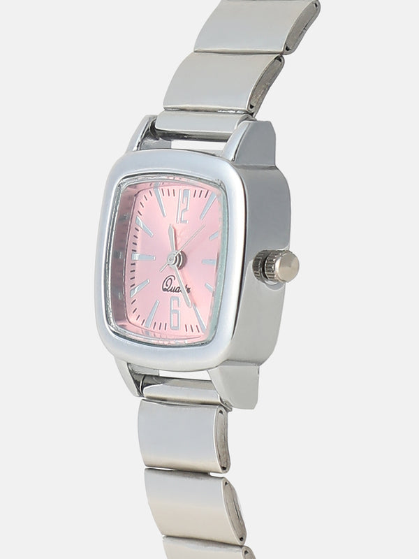 The Rosé Square Watch - Crystal Silver