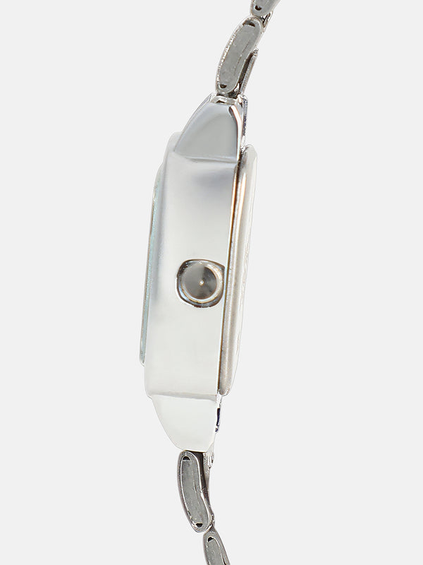 The Rosé Square Watch - Crystal Silver