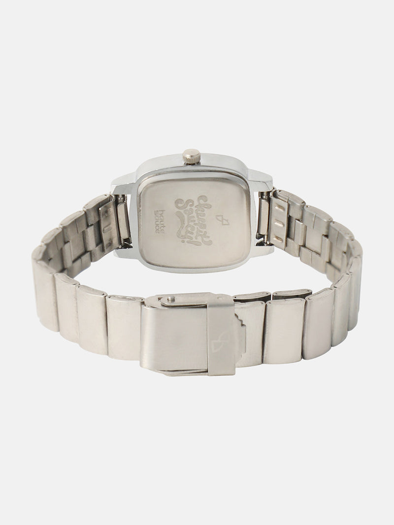 The Rosé Square Watch - Crystal Silver