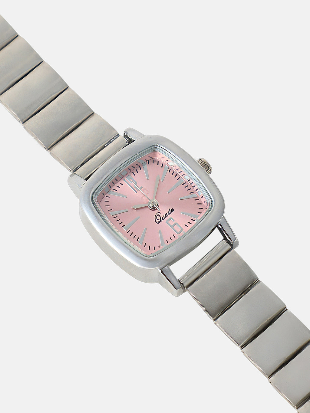 The Rosé Square Watch - Crystal Silver