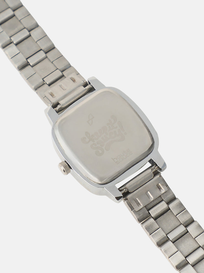 The Rosé Square Watch - Crystal Silver
