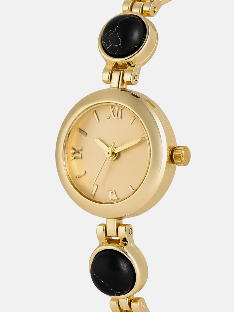 The Noir Beaded Watch - Gold