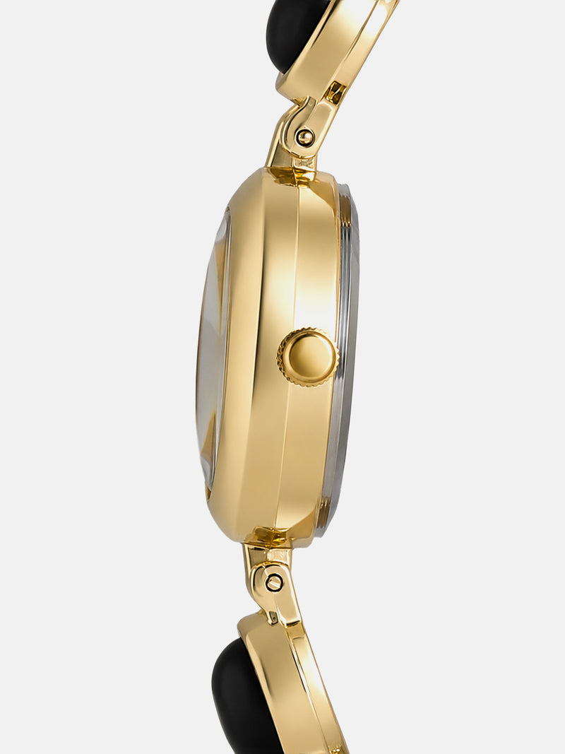 The Noir Beaded Watch - Gold