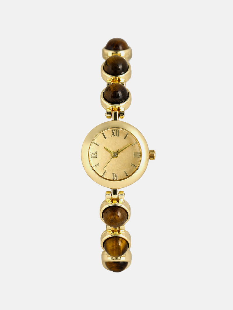 The Noir Beaded Watch - Gold