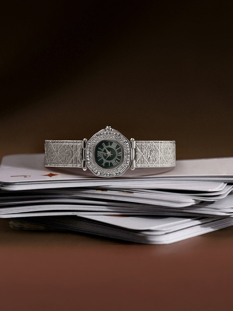 The Emerald Crystal Watch - Silver