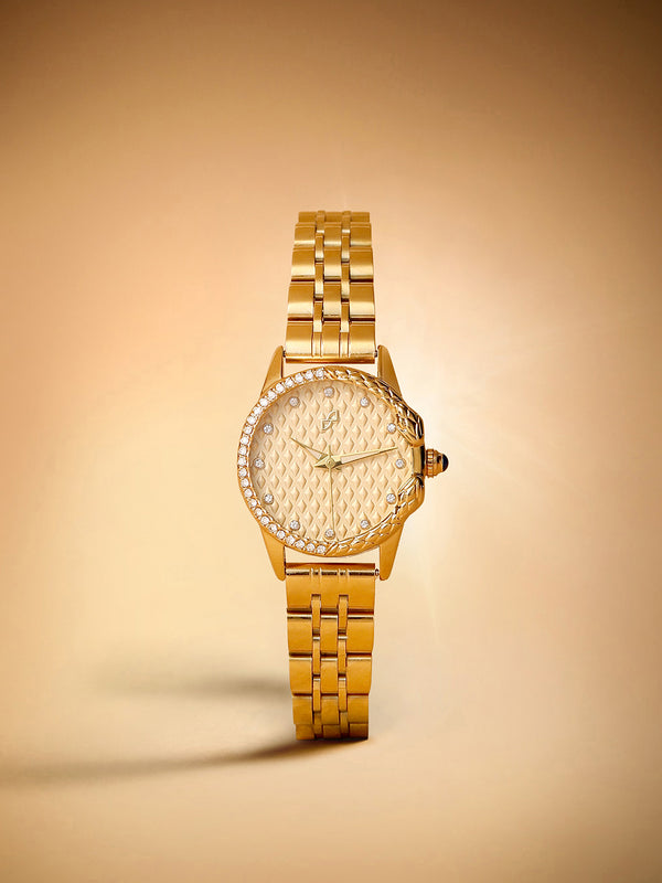 The Emerald Luxe Watch - Antique Gold