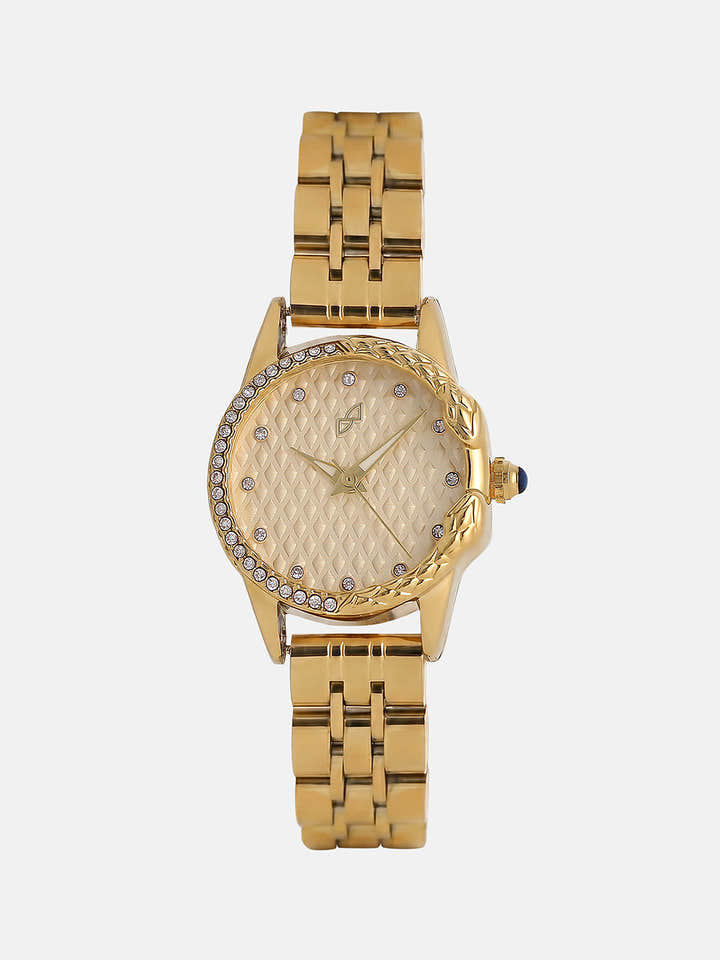 The Emerald Luxe Watch - Antique Gold