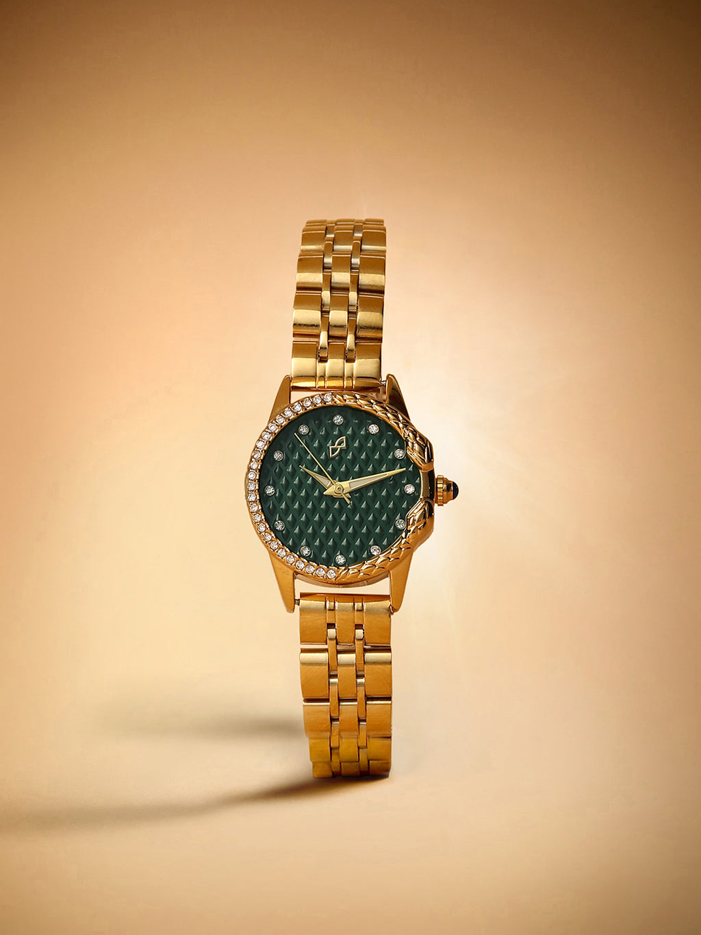 The Emerald Luxe Watch - Antique Gold