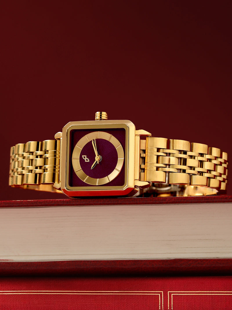 The Ruby Square Watch - Antique Gold