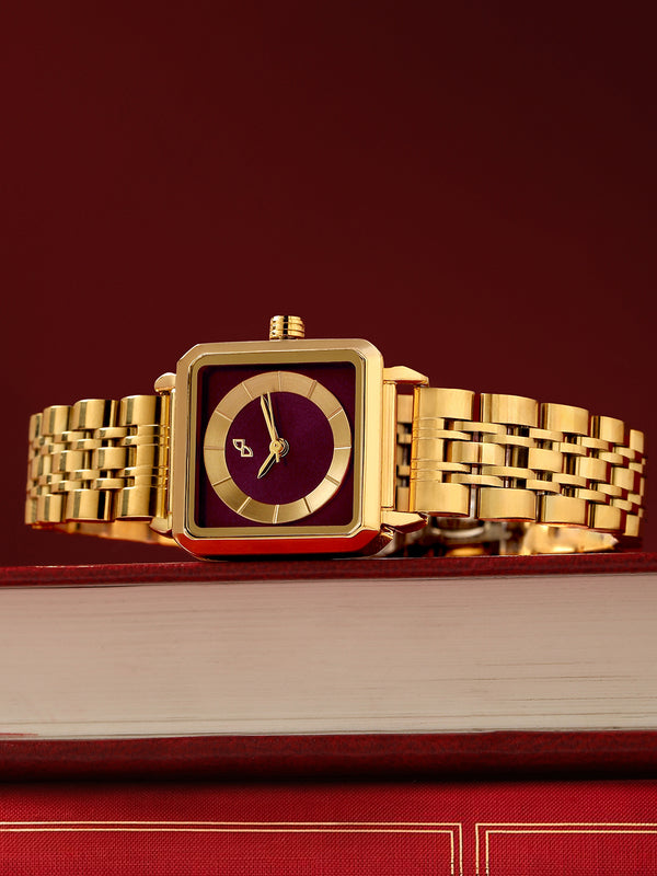 The Ruby Square Watch - Antique Gold