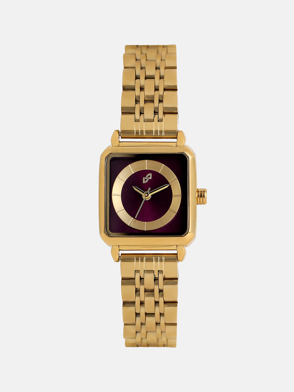 The Ruby Square Watch - Antique Gold