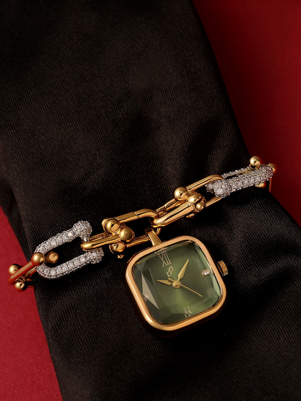 The Noir Rectangle Watch - Gold
