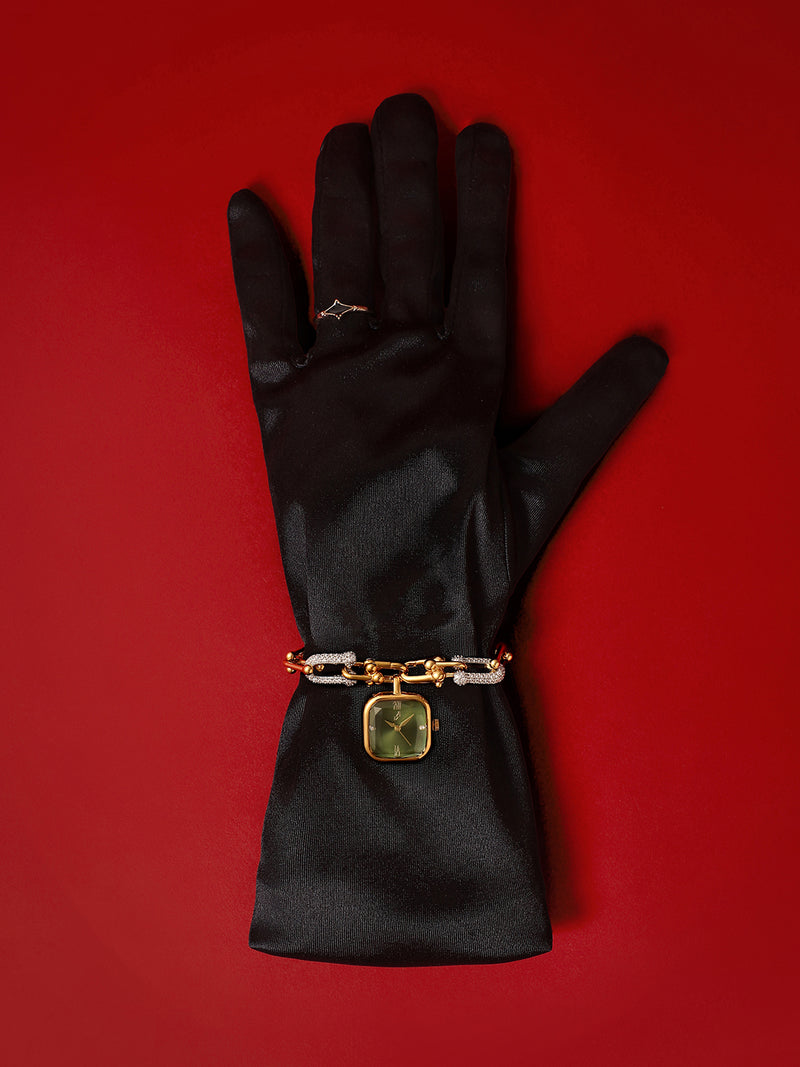 The Noir Rectangle Watch - Gold