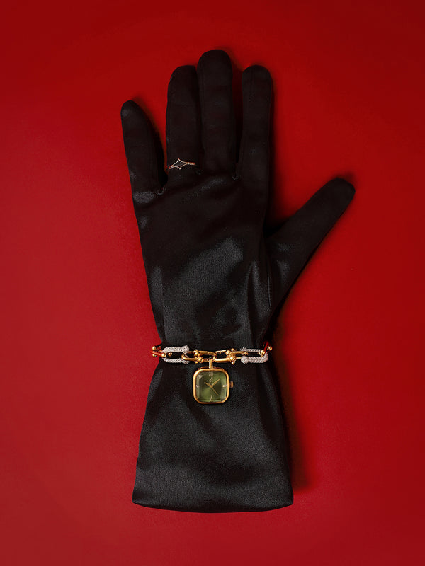 The Noir Rectangle Watch - Gold