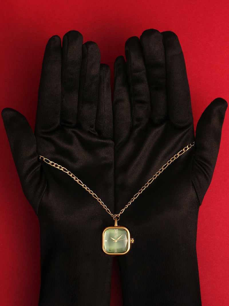 The Ruby Pendant Necklace Watch - Gold
