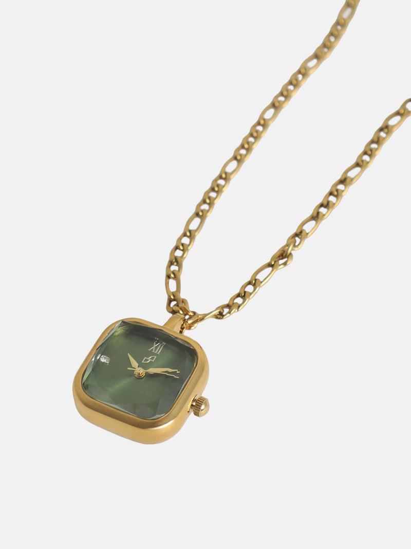 The Ruby Pendant Necklace Watch - Gold