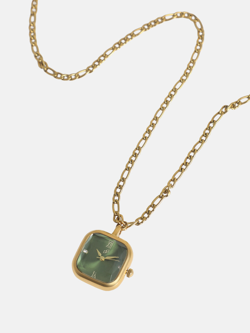 The Ruby Pendant Necklace Watch - Gold
