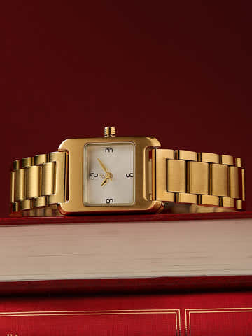 The Ivory Rectangle Watch - Gold
