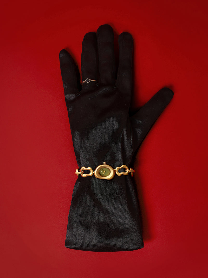 The Emerald Charm Chain Watch - Gold