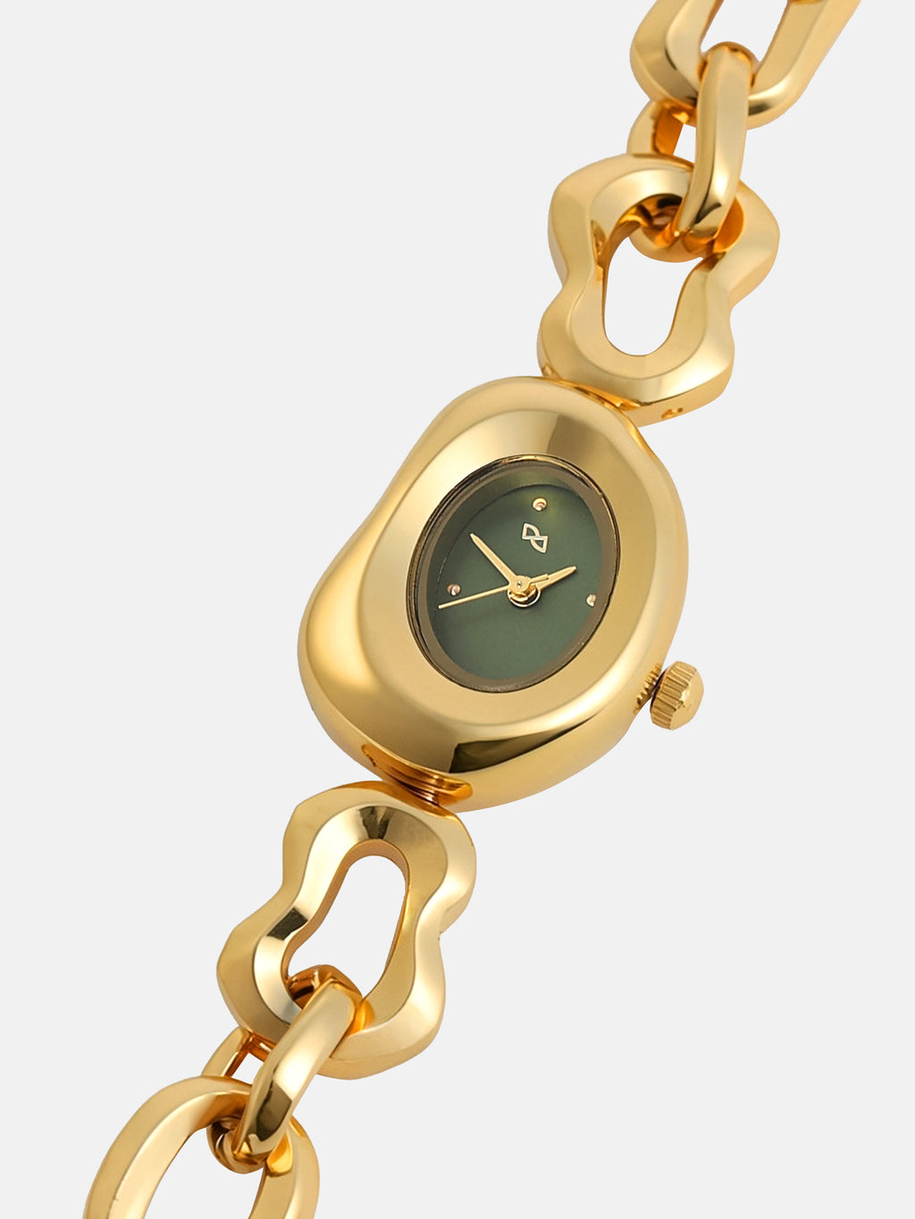 The Emerald Charm Chain Watch - Gold