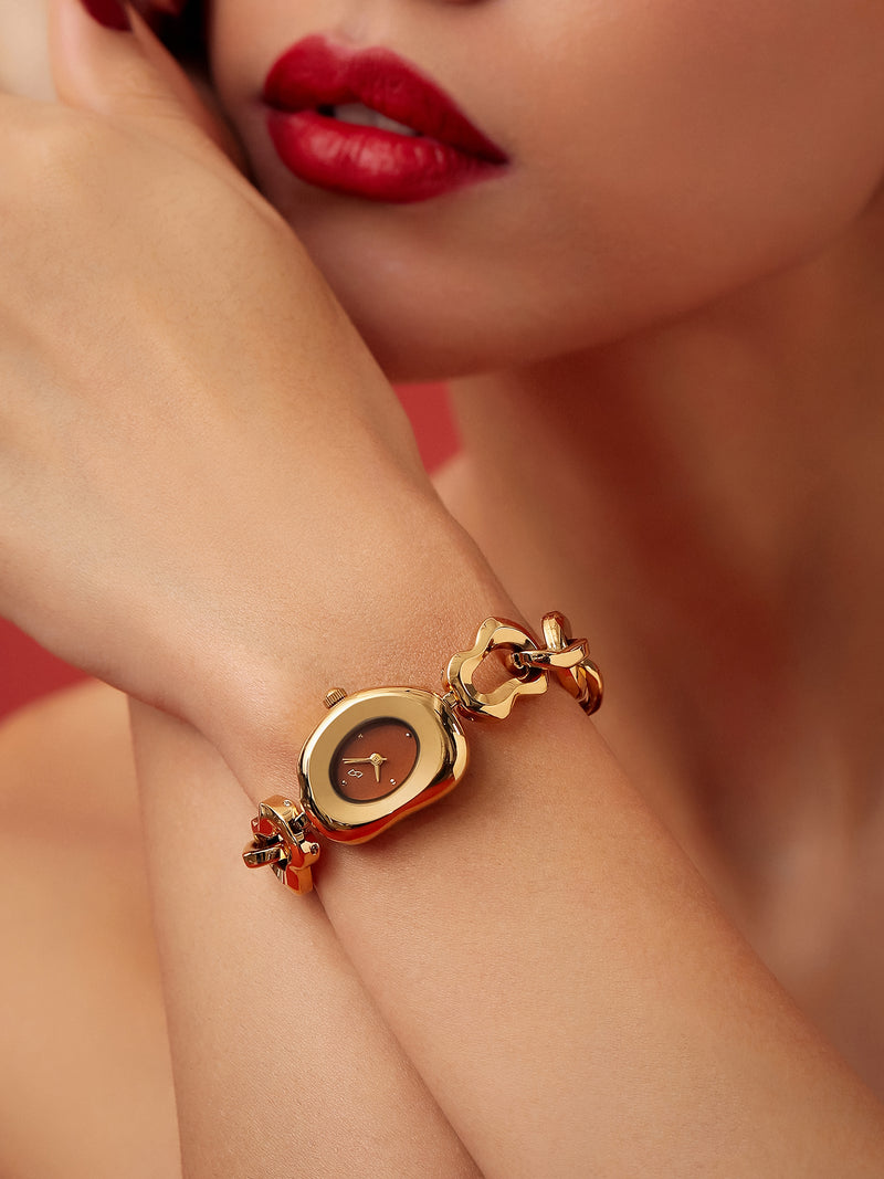The Emerald Charm Chain Watch - Gold