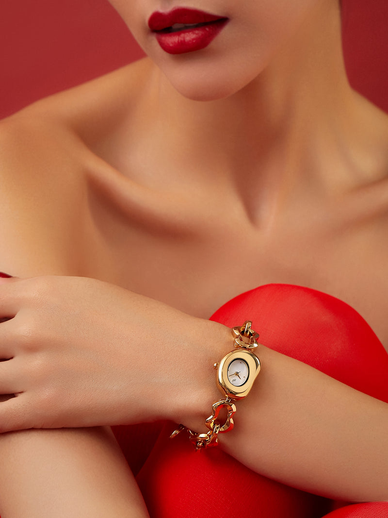 The Emerald Charm Chain Watch - Gold