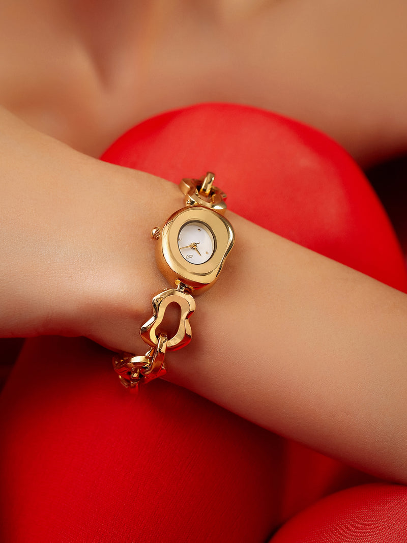 The Emerald Charm Chain Watch - Gold