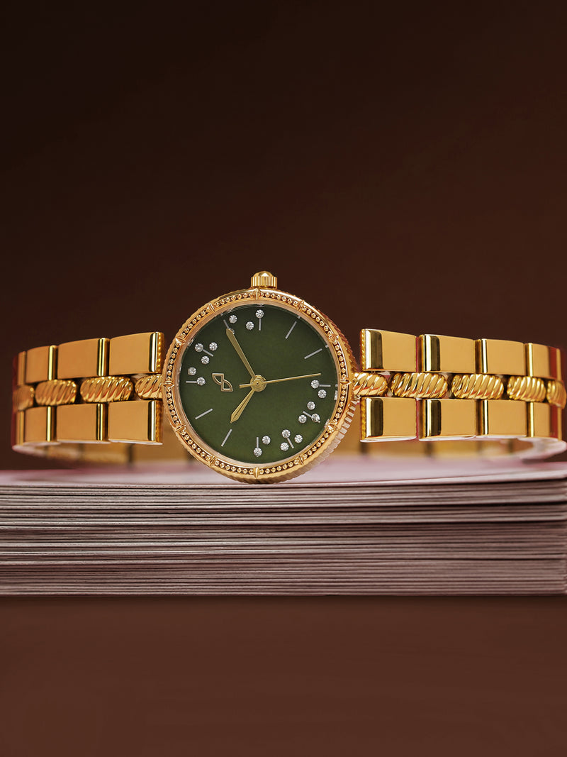 The Ruby Crystal Chain Watch - Gold