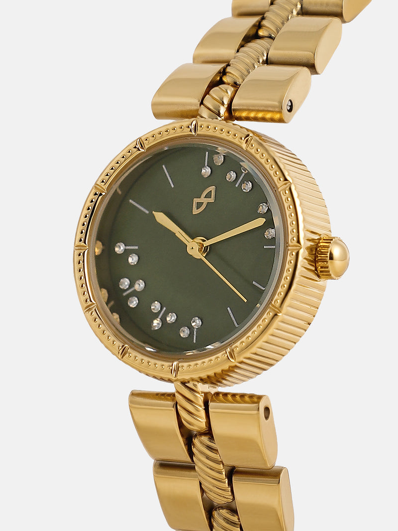 The Ruby Crystal Chain Watch - Gold