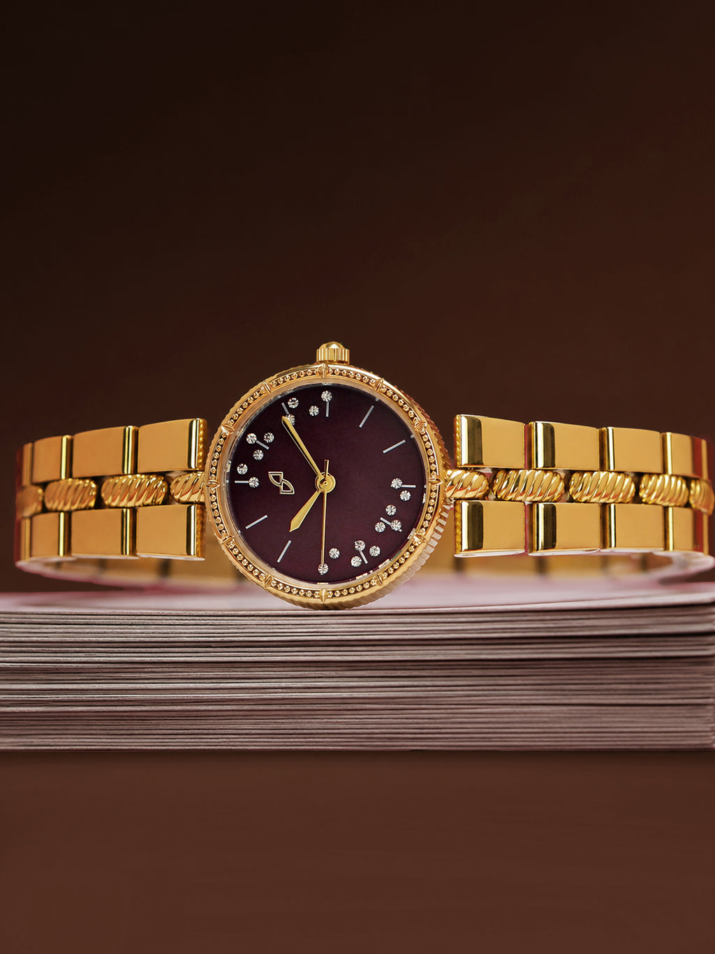 The Ruby Crystal Chain Watch - Gold