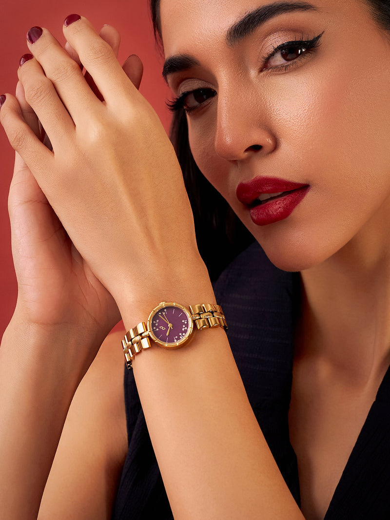 The Ruby Crystal Chain Watch - Gold