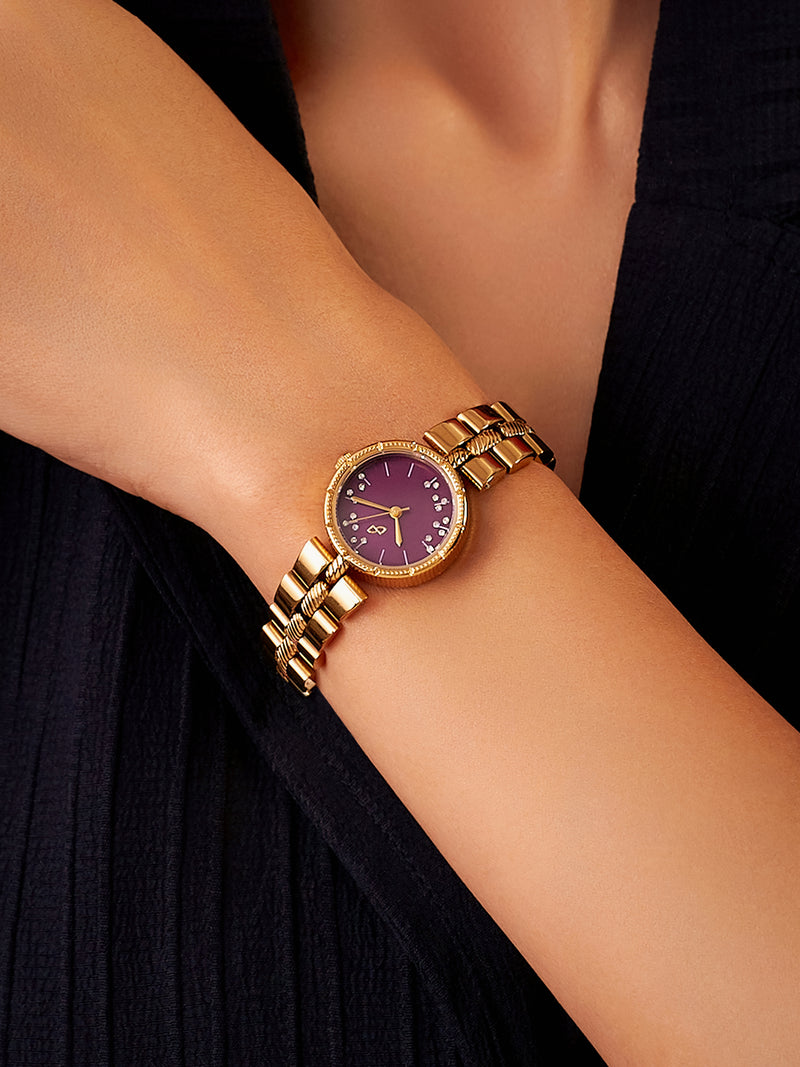 The Ruby Crystal Chain Watch - Gold