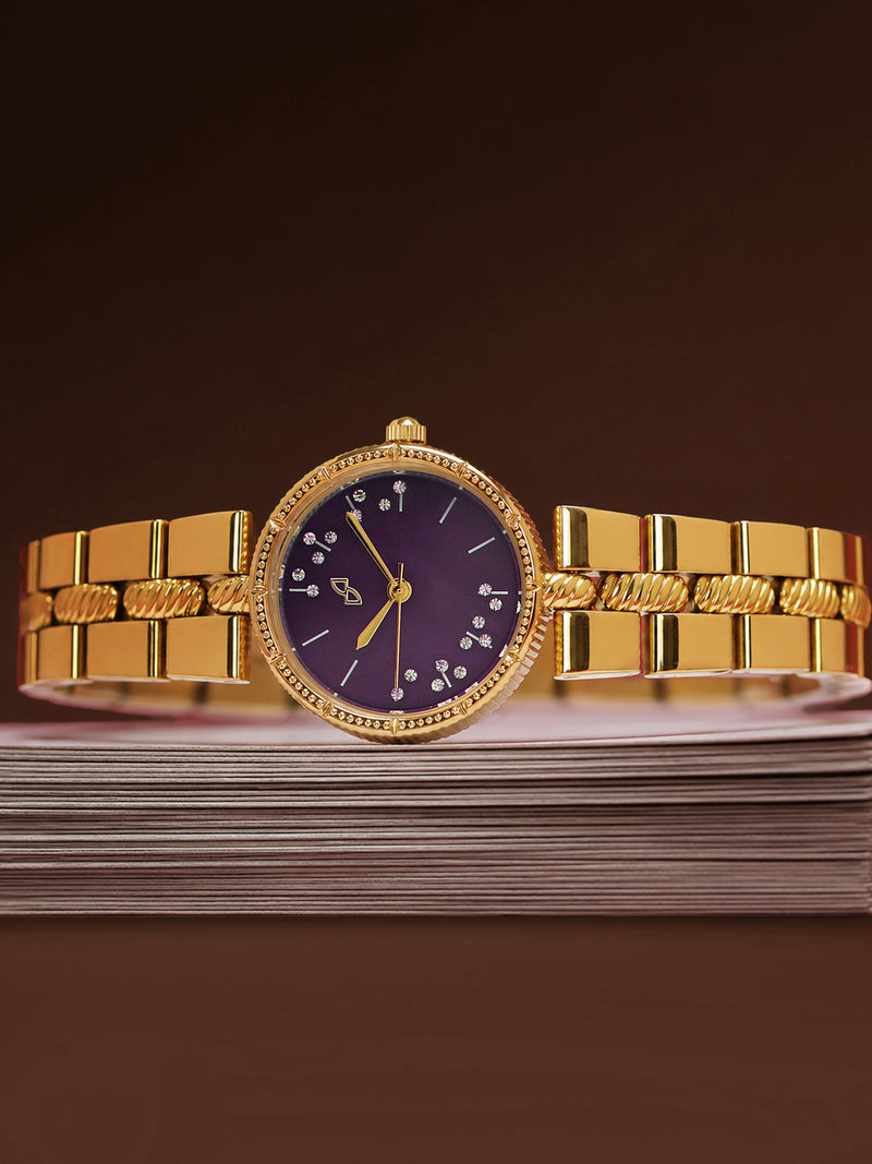 The Ruby Crystal Chain Watch - Gold