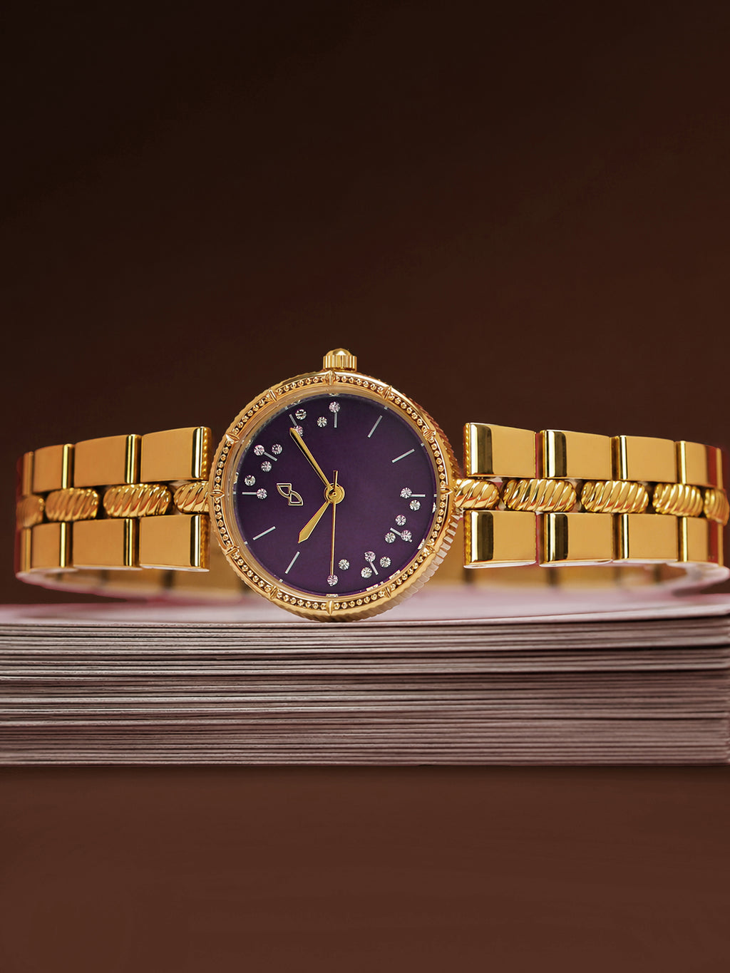 The Ruby Crystal Chain Watch - Gold