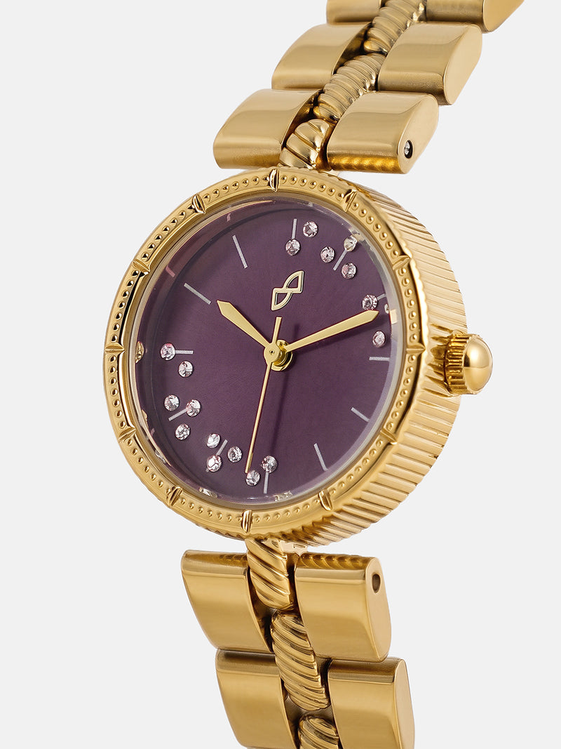 The Ruby Crystal Chain Watch - Gold